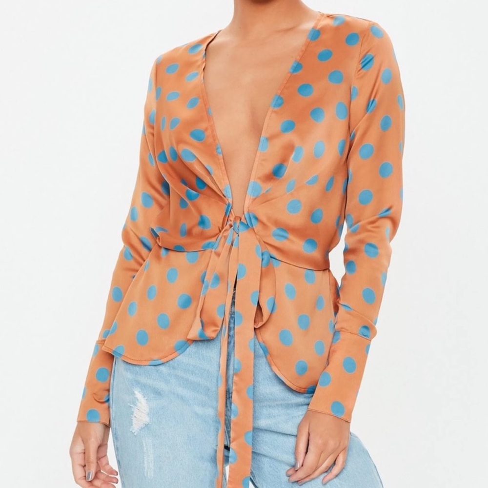 Missguided Rust Tie-Front Blouse